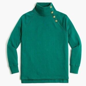 J crew autumn pine wide button collar green sweatshirt
